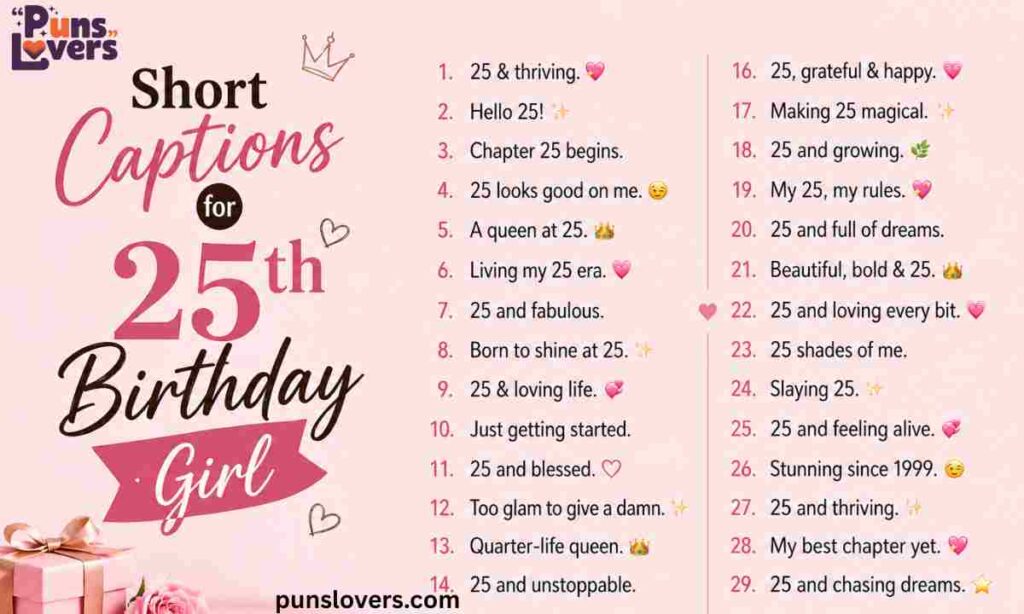 Short Captions for 25th Birthday Girl