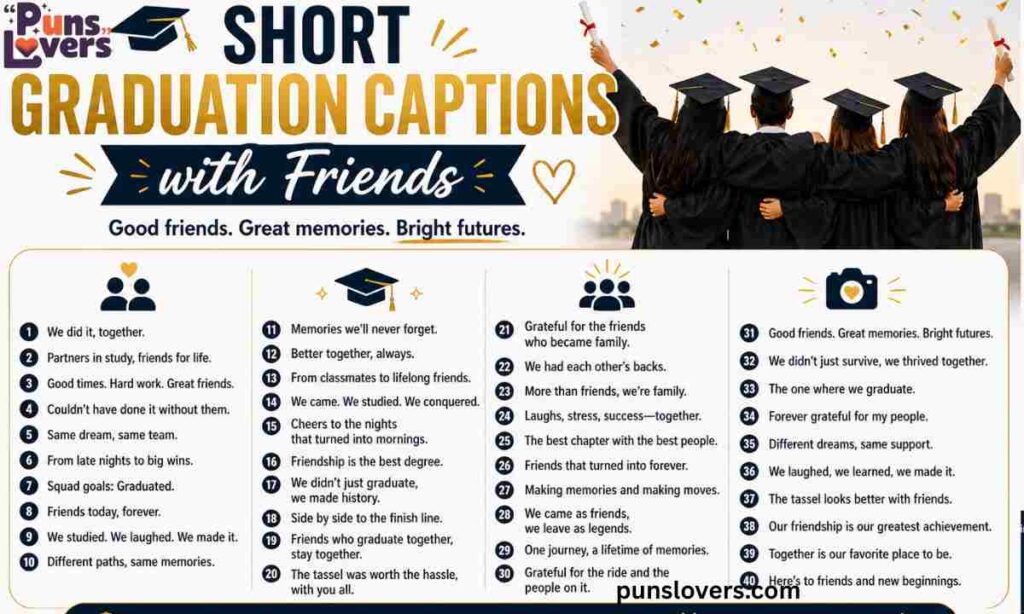 Short Graduation Captions with Friends
