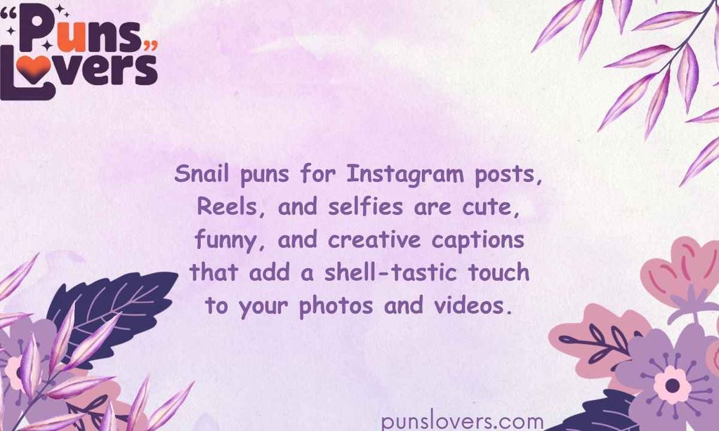 Snail Puns for Instagram Posts, Reels and Selfies